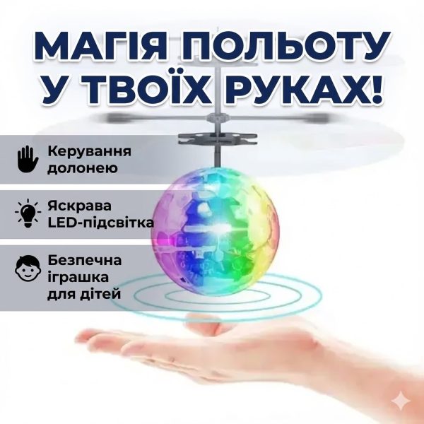 УЦЕНКА! Игрушка летающий шар LED Flying Ball JM888, аккумуляторный (Плохая упаковка 3373)