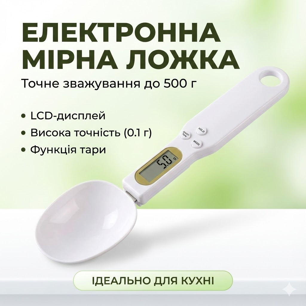 6961017662_utsenka-elektronnaya-mernaya УЦЕНКА! Электронная Мерная ложка-весы цифровая до 500г для кухни (Повреждение на индикаторе 3376) - Зображення 1