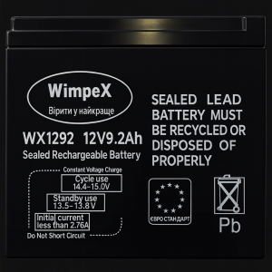 Аккумулятор Wimpex WX1292 12 В и ёмкостью 9.2 А·ч для резервного и автономного питания — фото 2