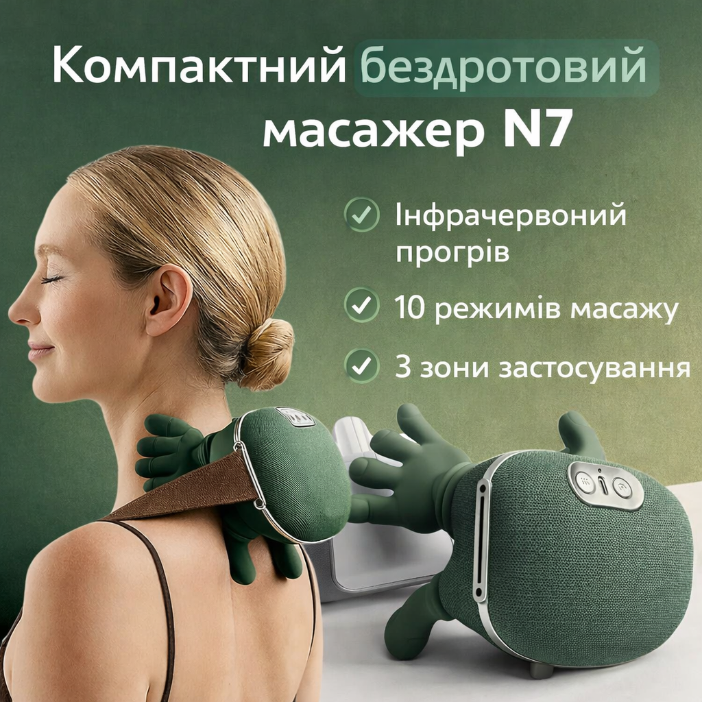 7007435642_kompaktnyj-besprovodnoj-massazher Компактный беспроводной массажер N7 с подогревом и 10 режимами - Зображення 1