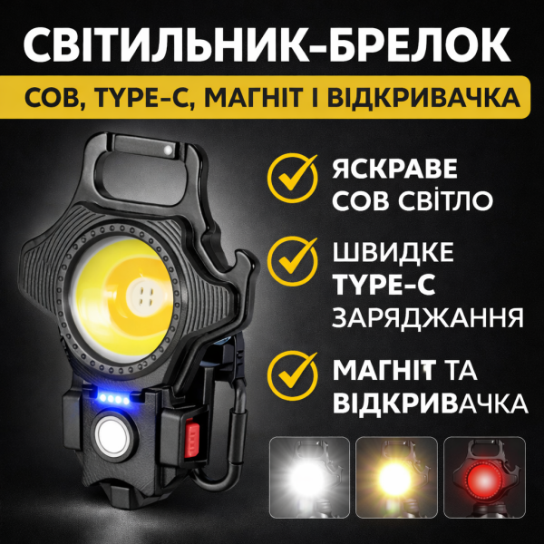 Універсальний кемпінговий світильник-брелок W5133 COB з Type-C зарядкою