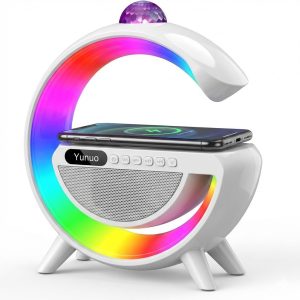 Лампа-ночник с беспроводной зарядкой, Bluetooth-колонкой и RGB LED подсветкой 15Вт + дискокуля, YN-2366 — фото 2