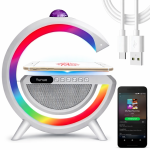 Лампа-ночник с беспроводной зарядкой, Bluetooth-колонкой и RGB LED подсветкой 15Вт + дискокуля, YN-2366 — фото 3