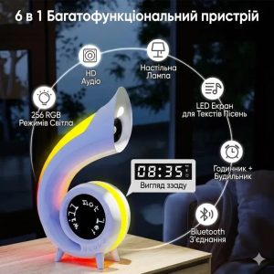 Многофункциональная Bluetooth-колонка с LED-дисплеем, будильником, часами и RGB-подсветкой Abyss G69 Pro Lyrics — фото 2