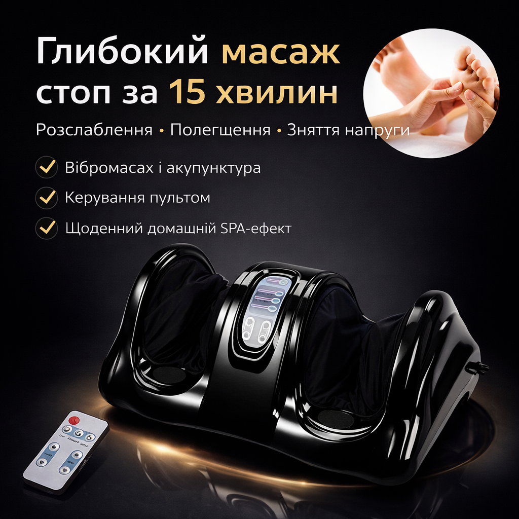 7034886280_elektricheskij-massazher-dlya Электрический массажер для ступней ног «Foot Massager Bliss» с вибромассажем, акупунктурой и дистанционным управлением - Зображення 1