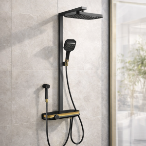Душевая стойка с тропическим душем Shower Set YLN16090L и смесителем для ванной комнаты AND, золотой — фото 2