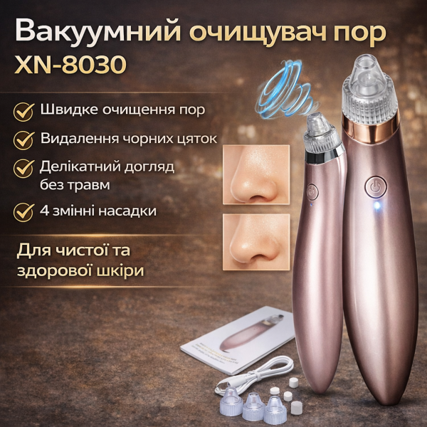 УЦЕНКА! Аппарат для чистки пор вакуумный XN-8030 вакуумный очиститель пор (Плохая упаковка, нет двух насадок 3412)
