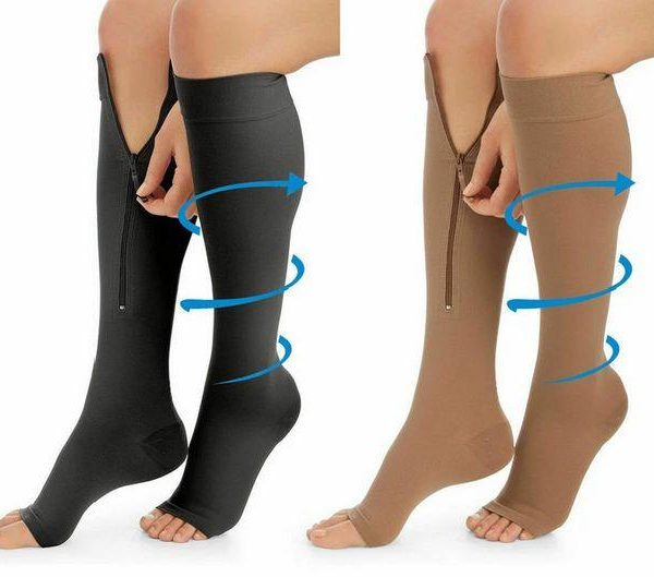 Компрессионные гольфы для фиксации лодыжек Zip Sox, S/m черный и бежевый