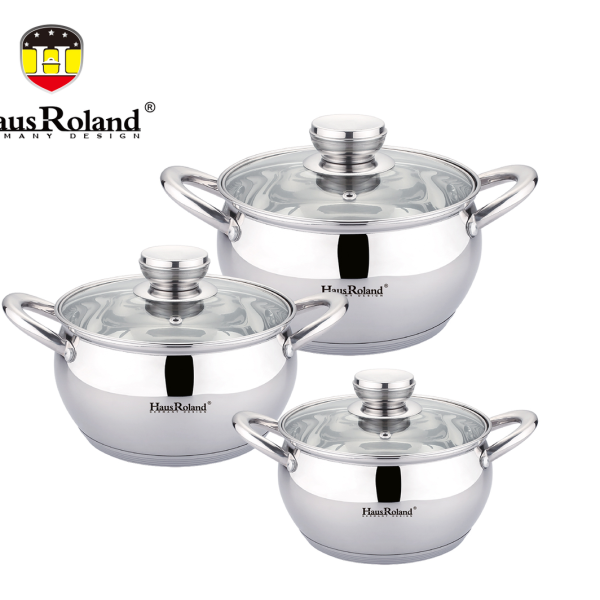 Набор кастрюль Haus Roland HR113-1, 3 шт из нержавеющей стали 2,6/3,6/6,1 л. Серебристый (HR113-1)