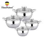 Набор кастрюль Haus Roland HR113-2, 4 шт из нержавеющей стали 1,9/2,6/3,6/6,1 л. Серебристый (HR113-2)