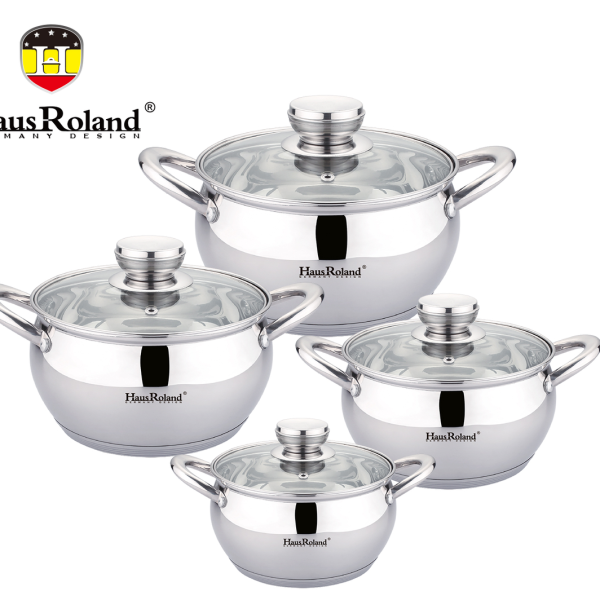 Набор кастрюль Haus Roland HR113-2, 4 шт из нержавеющей стали 1,9/2,6/3,6/6,1 л. Серебристый (HR113-2)