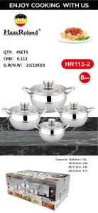 Набор кастрюль Haus Roland HR113-2, 4 шт из нержавеющей стали 1,9/2,6/3,6/6,1 л. Серебристый (HR113-2) — фото 2