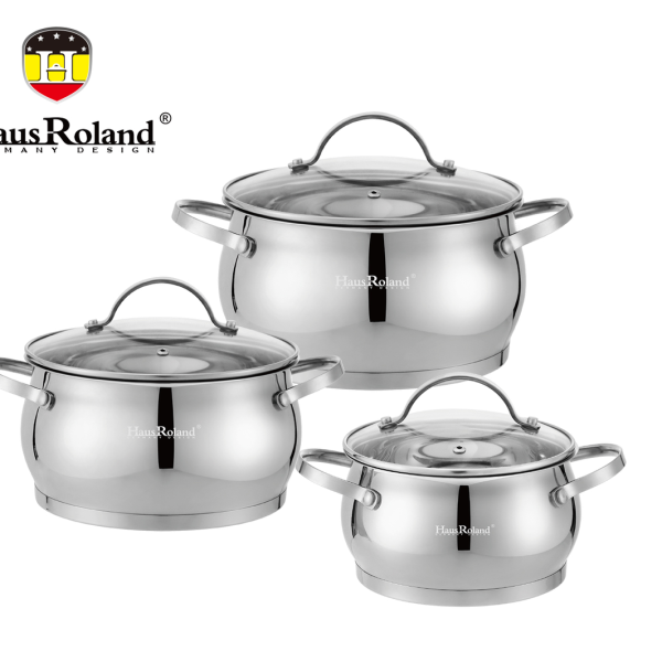 Набор кастрюль Haus Roland HR114-1, 3 шт из нержавеющей стали 1,9/2,7/3,6 л. Серебристый (HR114-1)