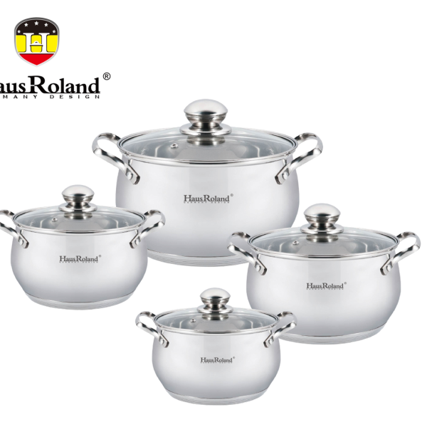 Набор кастрюль Haus Roland HR115-1, 4 шт из нержавеющей стали 2,1/2,9/3,9/6,3 л. Серебристый (HR115-1)