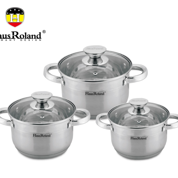 Набор кастрюль Haus Roland HR176-1, 3 шт из нержавеющей стали 2,9/3,9/5,1 л. Серебристый (HR176-1)