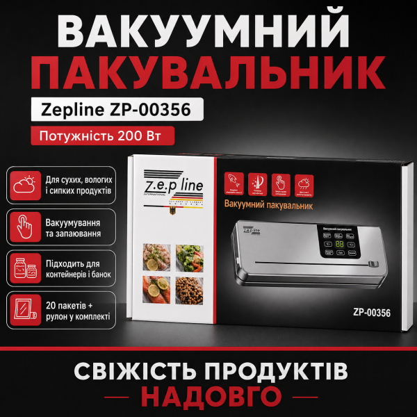 Вакуумный упаковщик с ножом Zepline ZP-00356