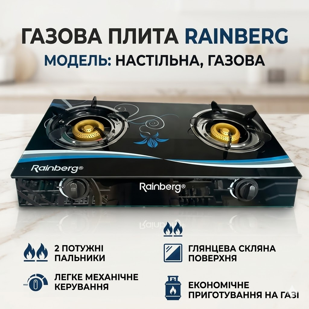 УЦЕНКА! Плита Rainberg RB-2231 газовая плита настольная плита на 2 конфорки туристическая УЦЕНКА! Плита Rainberg RB-2231 газовая плита настольная плита на 2 конфорки туристическая