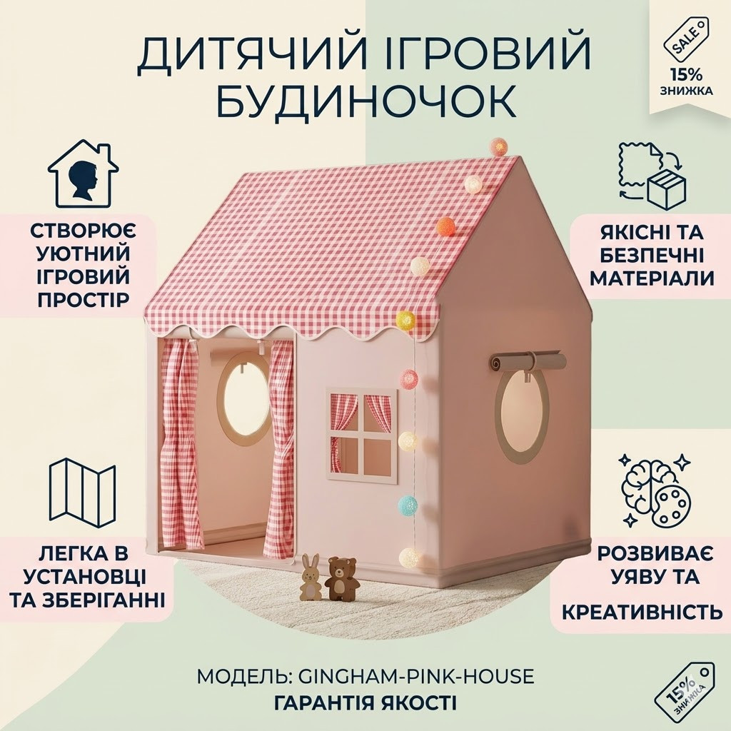 7408457944_detskaya-palatka-igrovaya Детская палатка игровая с цветными шариками 120х100х60см, Розовый / Домик-палатка для детей / Палатка в виде домика Подробнее: htt - Зображення 1