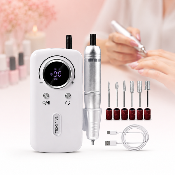 Фрезер для маникюра и педикюра Nail Polisher Machine / Портативный аккумуляторный фрезер 6в1 45000 об/мин