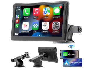 Беспроводной автомобильный экран CarPlay / Портативный автомобильный видеоплеер, совместимый с Apple CarPlay и Android Auto, 7-дюймовый сенсорный IPS-экран для автомобильной стереосистемы с GPS-навига — фото 2