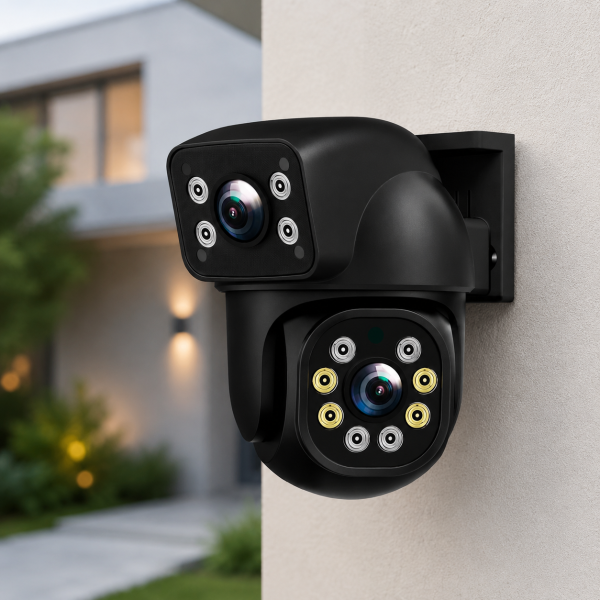 Двойная уличная Wi-Fi камера видеонаблюдения 2+2 Мп E390 + Led подсветка IP66 (Eyes390)