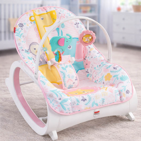 Детское кресло-качалка Fisher Price / Детский шезлонг с музыкальной подвеской и регулируемой спинкой