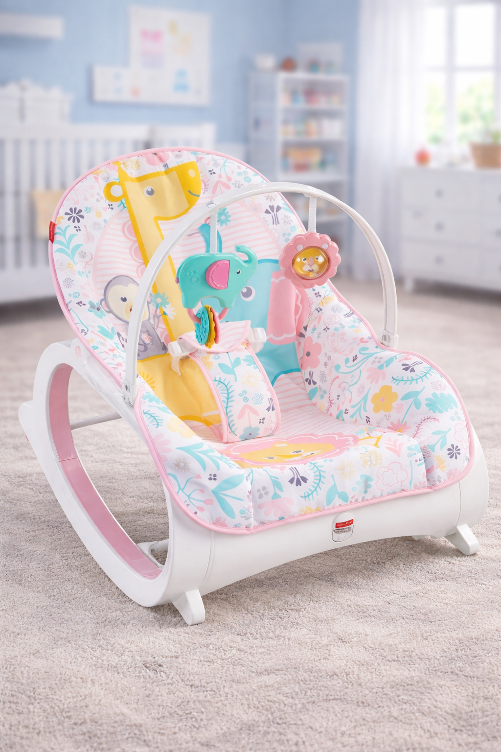 Детское кресло-качалка Fisher Price / Детский шезлонг с музыкальной подвеской и регулируемой спинкой Детское кресло-качалка Fisher Price / Детский шезлонг с музыкальной подвеской и регулируемой спинкой