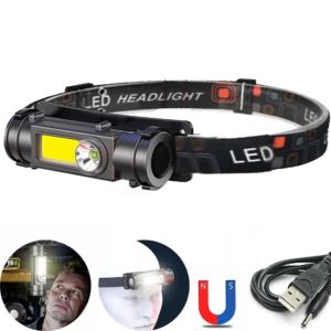 Маленький налобный фонарь Police GL-211-ХРЕ-COB от USB с магнитом, встроенный аккумулятор — фото 2