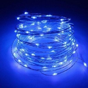 Новогодние гирлянды. Медная проволочная лампа 100LED 10м, Цвет Синий Силиконовый провод (7107) — фото 2