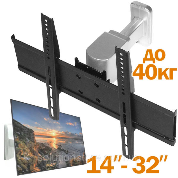 Кронштейн держатель для телевизора ETW-101 диагональю 14-32″ / Универсальный настенный держатель до 40кг