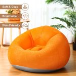 Надувное кресло-пуф Inflatable Sofa / Надувное кресло-мешок 110×110×85 см Оранжевый — фото 4