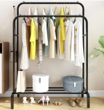 Двойная стойка вешалка для одежды и полки для обуви Double floor Hanger 110х150х57см — фото 3