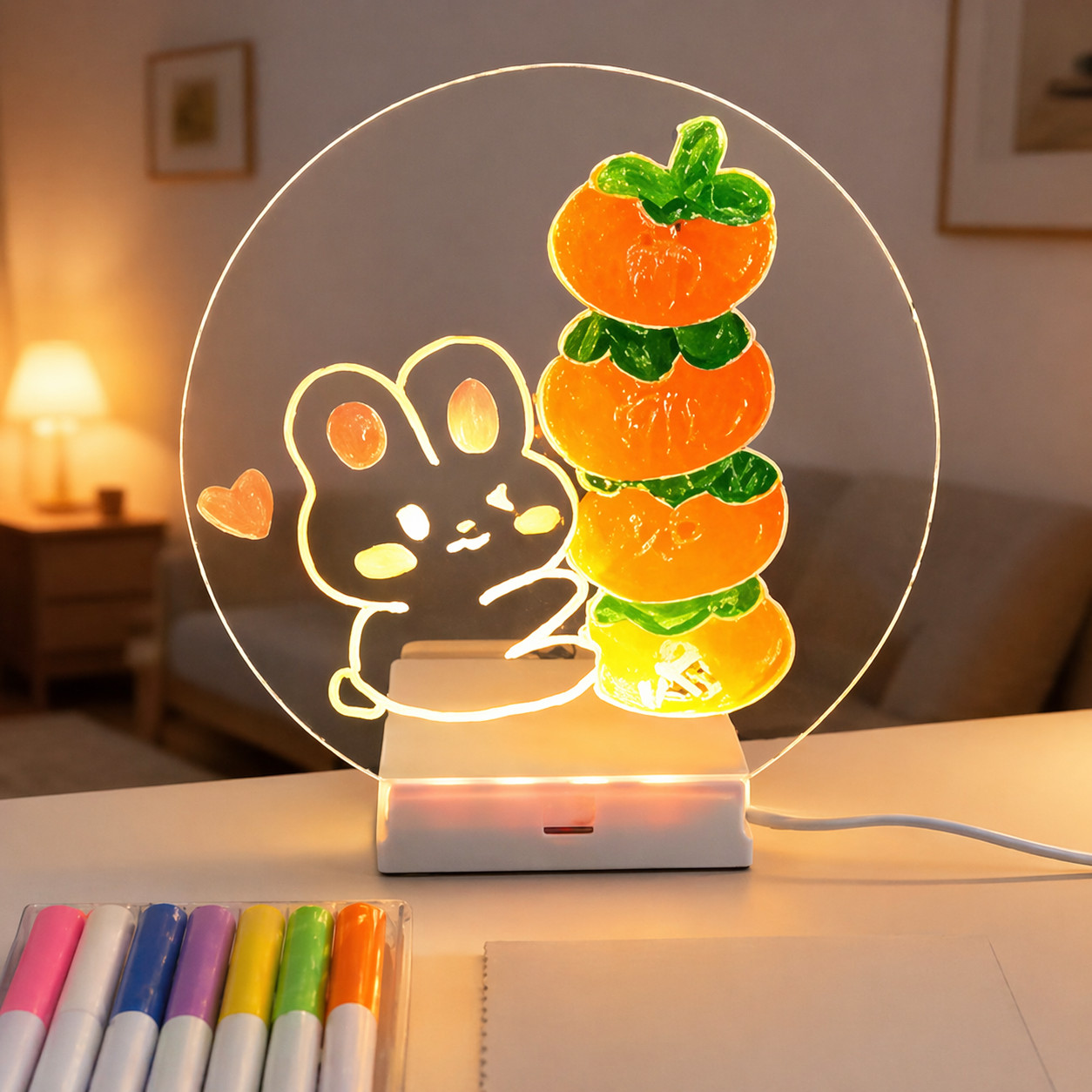 Светодиодный планер-ночник / Планшет для рисования круглый / LED доска для заметок + маркеры Светодиодный планер-ночник / Планшет для рисования круглый / LED доска для заметок + маркеры