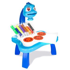 Голубой Детский стол проектор для рисования с подсветкой Projector Painting 24 Детали — фото 2