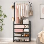 Вешалка для одежды с полками для обуви Clothes Rack Up / Напольная металлическая стойка 170×60×26 см — фото 4