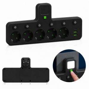 Сетевой фильтр 5 розеток + USB/адаптер на 5 розеток + USB с индивидуальными кнопками и LED-подсветкой Черный — фото 2