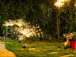 Фонарь садовый Фейерверк газонный на солнечной батарее, 90 led, 8 режимов (2 шт в комплекте) — фото 2