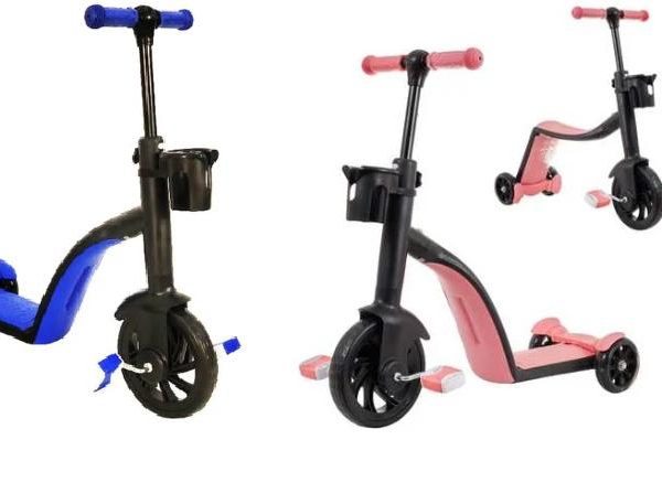 Детский самокат трансформер беговел с корзинкой Best Scooter 3 в 1