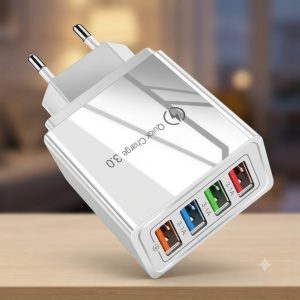 Адаптер Fast Charge 220v 4 USB D22 / Сетевое зарядное устройство с поддержкой быстрой зарядки