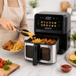 Аэрогриль Rainberg RB 2342 4800W аэрофритюрница безмасляная для приготовления без масла с 2 Тенами 12,5 л и сенсорным управлением — фото 3
