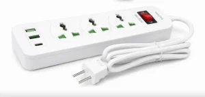Сетевой фильтр-удлинитель AN WL-5 на 3 универсальные розетки и 3 USB-порта с кнопкой включения, белый — фото 2