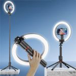 Селфи-палка с кольцевой LED-лампой и функцией AI-авто-отслеживания / Штатив P225Q 2,2м с Bluetooth 5.2 Type-C — фото 6