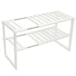 Регулируемая кухонная полка, 38-70 см, KITCHEN RACK, Белый / Раздвижной стеллаж для хранения посуды под раковину — фото 8