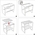 Регулируемая кухонная полка, 38-70 см, KITCHEN RACK, Белый / Раздвижной стеллаж для хранения посуды под раковину — фото 7