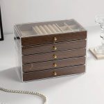 Шкатулка для хранения украшений XL-1833 Коричневый / Шкатулка для украшений / Органайзер для бижутерии — фото 8