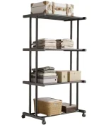 Этажерка металлическая RIAS Clothes Drying Rack 8041 на колесах, 4 яруса, 155×80×40 см, черная — фото 5