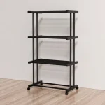 Этажерка металлическая RIAS Clothes Drying Rack 8041 на колесах, 4 яруса, 155×80×40 см, черная — фото 6