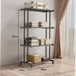 Этажерка металлическая RIAS Clothes Drying Rack 8041 на колесах, 4 яруса, 155×80×40 см, черная — фото 3