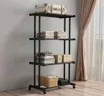 Этажерка металлическая RIAS Clothes Drying Rack 8041 на колесах, 4 яруса, 155×80×40 см, черная — фото 4
