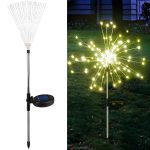 Садовый фонарь на солнечной батарее Одуванчик (1 шт) 90 LED, Теплый белый / Лед светильник для сада на ножке — фото 3